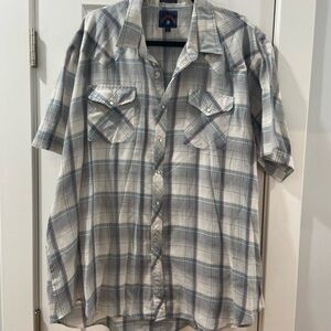 Rock Creek Ranch Western Plaid Pearl Snap Button Down western fit big 18 1/2